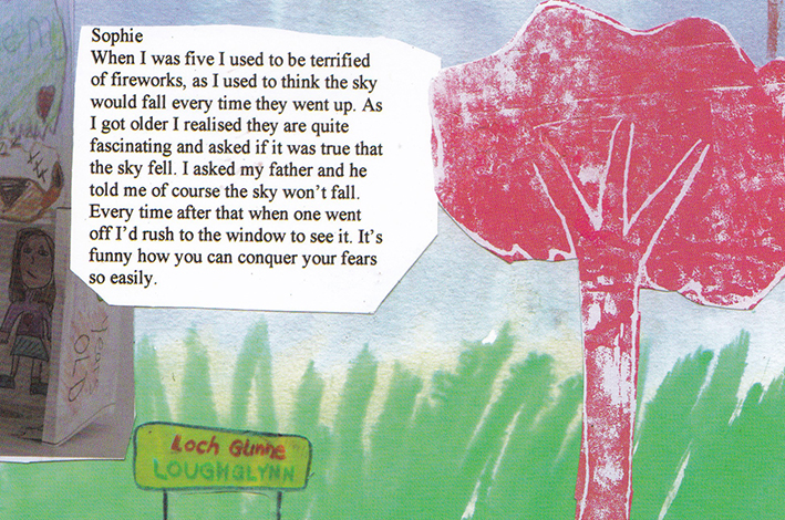Kids Own Book: Page with child's story and painting