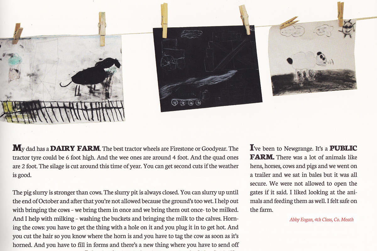 Drawings and descriptions of farm life by children