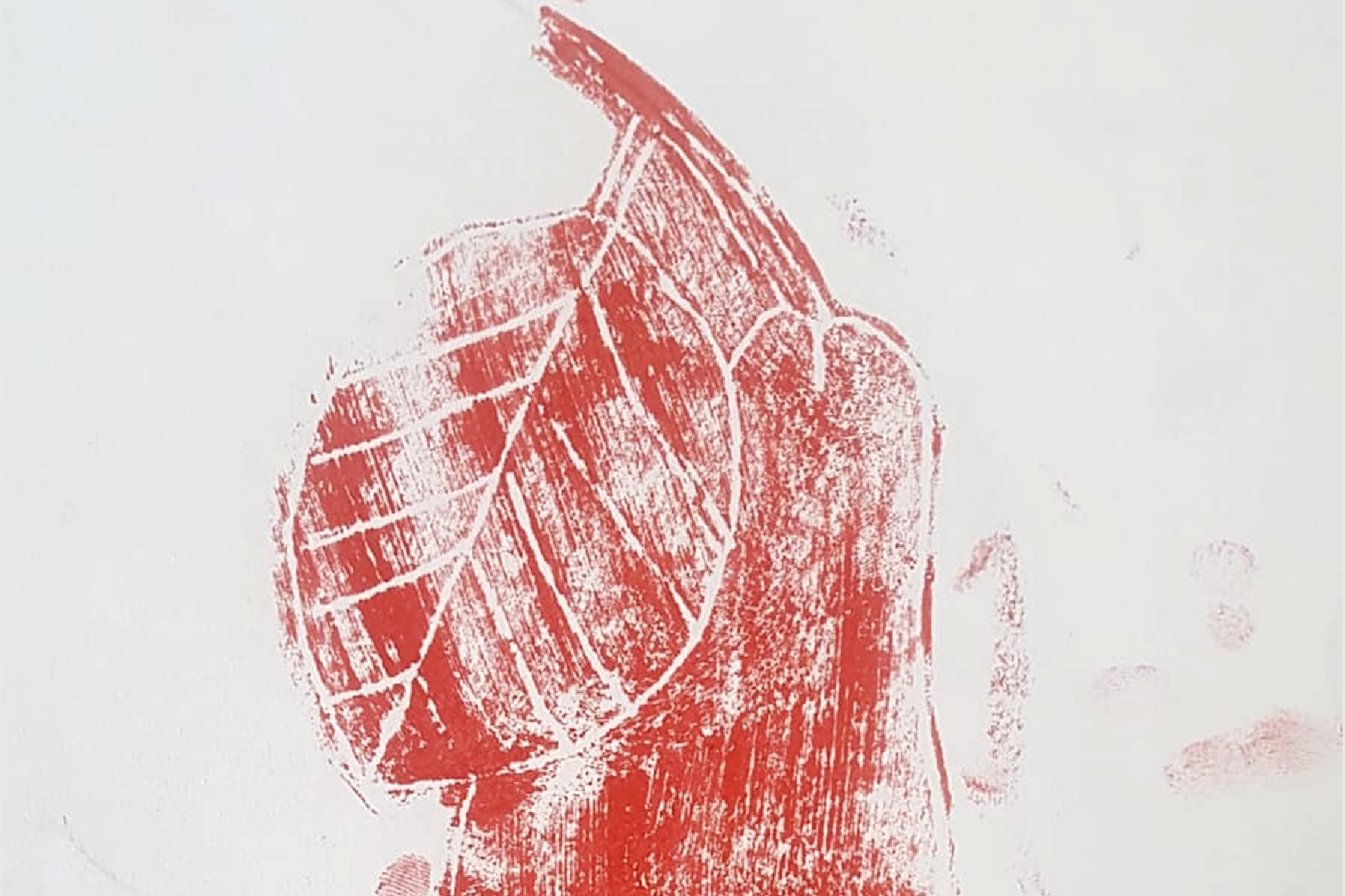 Monoprint of pear by VTT participant - kids own art project