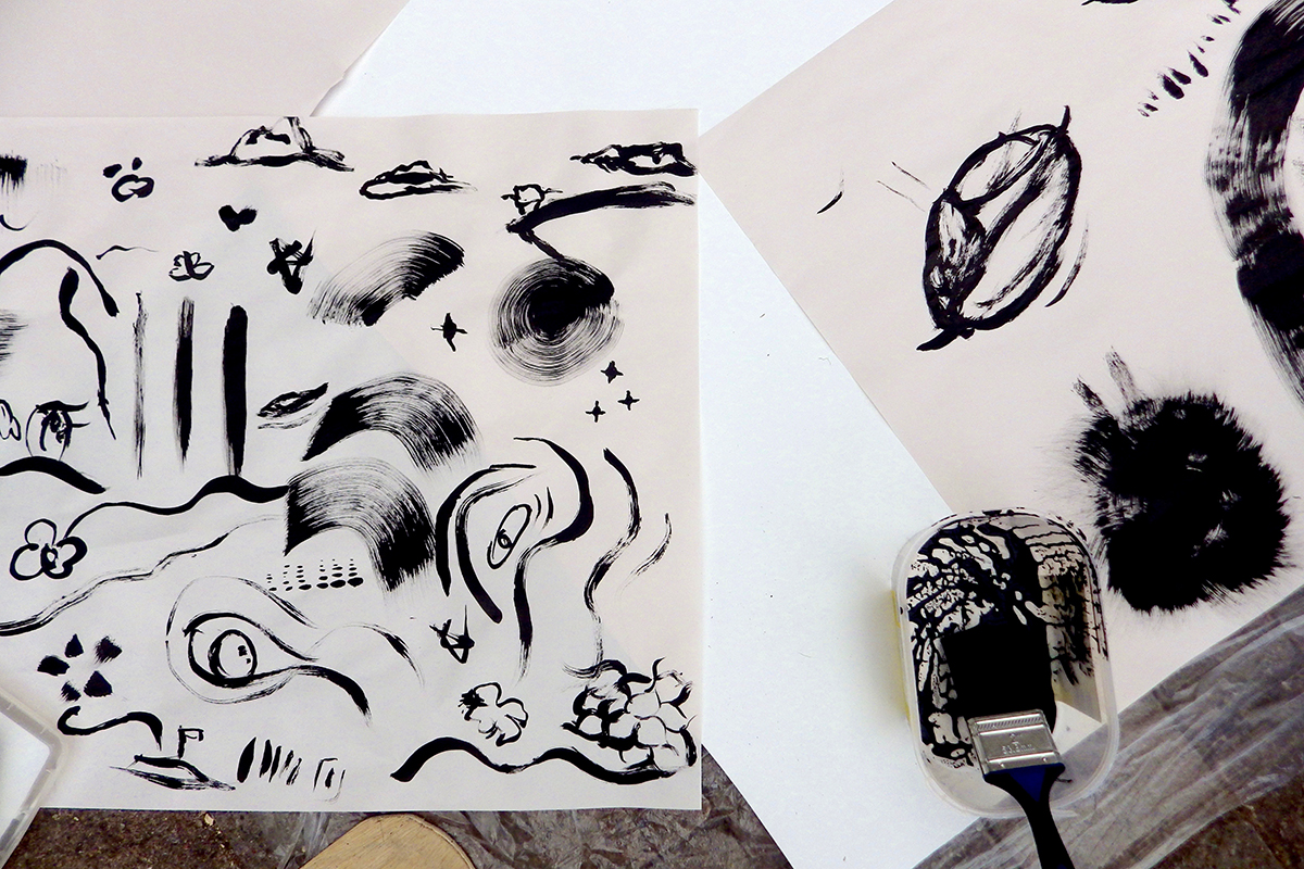 Making ink drawings with Leitrim Foróige youth project