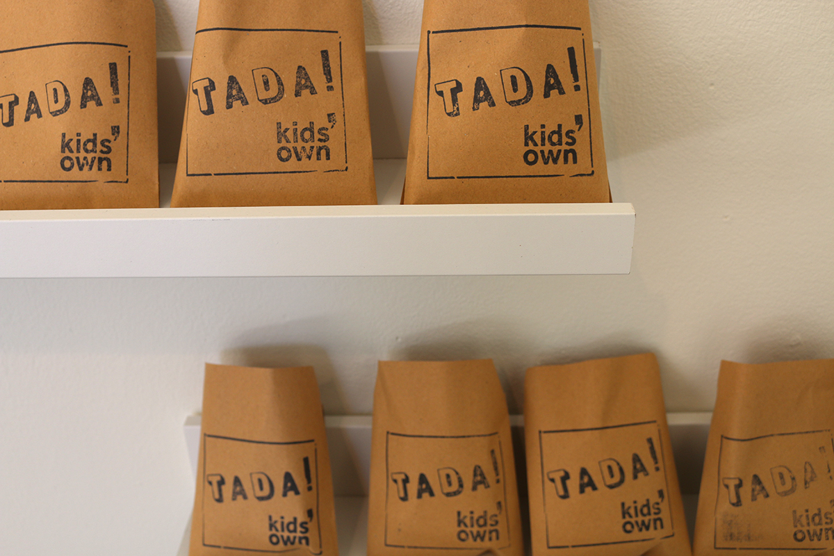 Bags of art materials in our TADA! exhibition